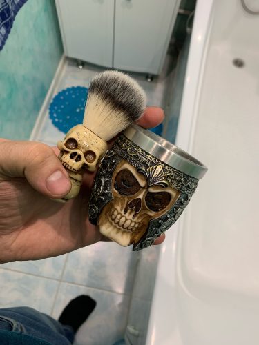 Skull Shaving Brush Foaming Soap Bowl Set photo review