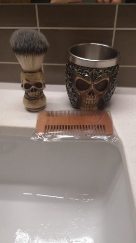 Skull Shaving Brush Foaming Soap Bowl Set photo review
