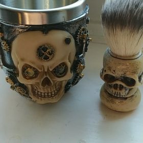 Skull Shaving Brush Foaming Soap Bowl Set photo review