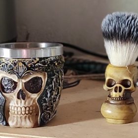 Skull Shaving Brush Foaming Soap Bowl Set photo review